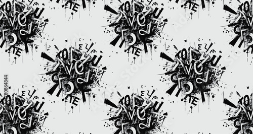 Modern black and white typographic explosion — perfect for bold design and abstract art projects.