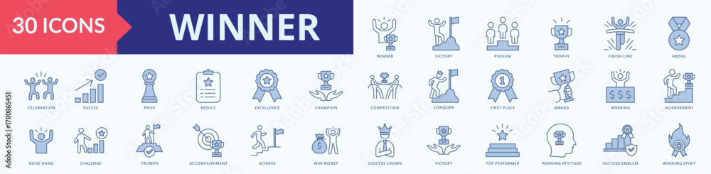 Fototapeta premium winner icon set illustration vector Blue Style