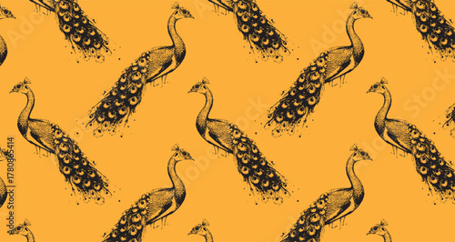 Elegant seamless pattern with exotic peacocks. Perfect for textiles, wallpaper, and luxury prints.