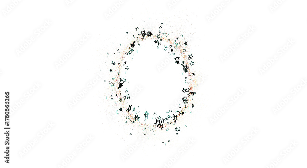 Obraz premium Decorative starry wreath on a white background. Perfect for celebrations, holidays, or adding a touch of elegance to your design projects.