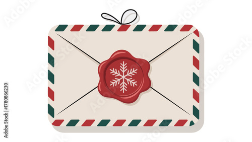 Festive Sealed Message: A beautifully sealed envelope, adorned with a delicate snowflake and intricate border detailing. Evoking feelings of seasonal greetings, joy, and anticipation of the holidays.