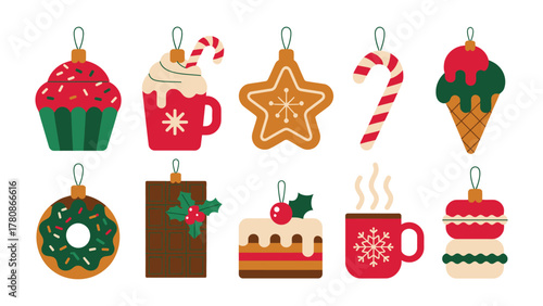 Festive Delight Ornaments: A vibrant collection of whimsical ornaments celebrating the holiday season with sweet treats and festive motifs. Each ornament is a miniature celebration.