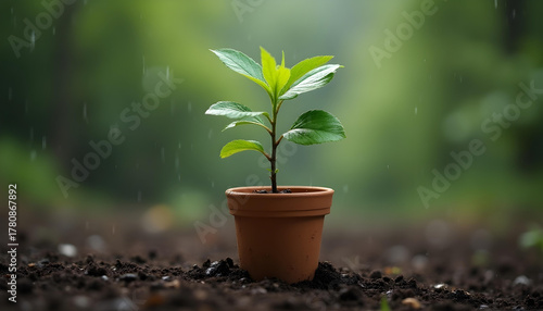 young plant in a pot