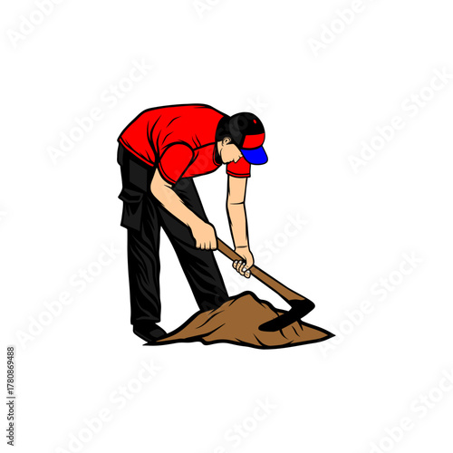 a man digging the ground vector illustration