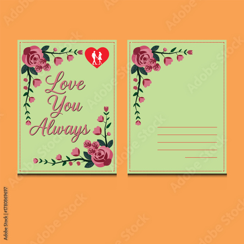 Valentine?s Day postcard design template.