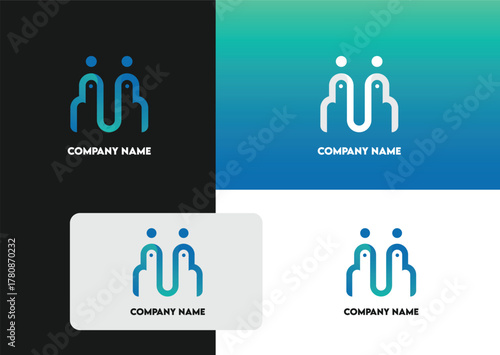 Modern Abstract People Connection Logo Design with Gradient Colors