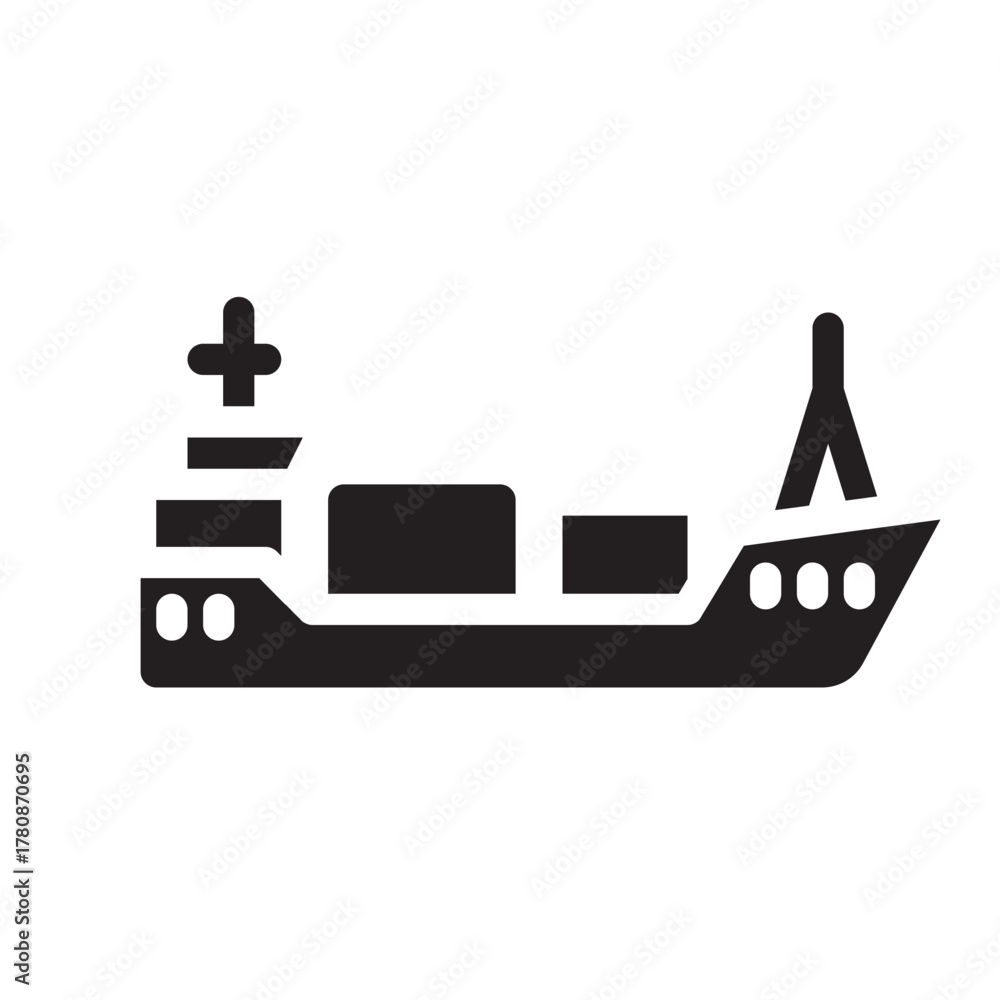 Obraz premium Glyph Icon of a cargo ship symbolizing marine transportation and shipping