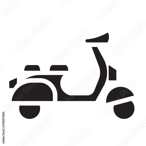 Glyph Icon of a scooter side view representing personal transport and urban mobility