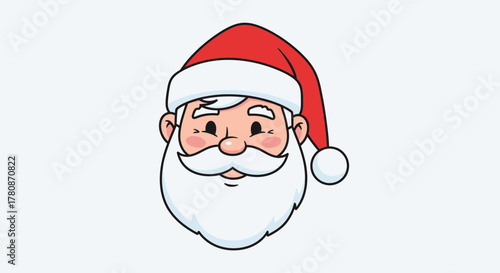A cute cartoon illustration of Santa Claus's face with a red hat and white beard.