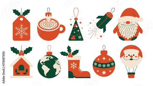 Christmas Ornament Collection: A delightful ensemble of Christmas ornaments, each one a festive symbol of the holiday season, evoking warmth and joy. 