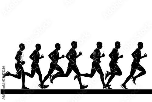 Runner silhouette sequence on track