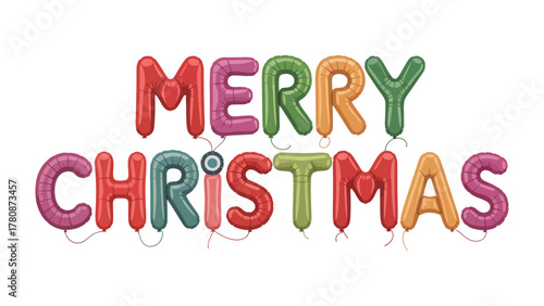 Joyful Christmas: Colorful balloons spelling Merry Christmas, creating a vibrant and festive atmosphere. a season of happiness, love, and togetherness.