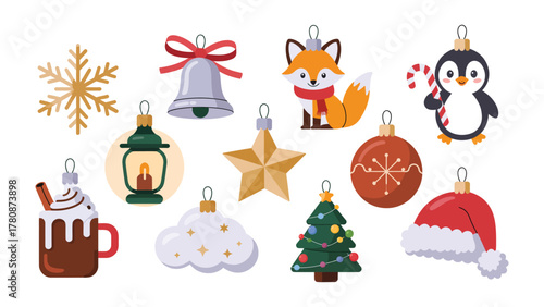 Festive Ornaments: A charming array of Christmas ornaments, each a symbol of the holiday spirit, ready to bring warmth and cheer.