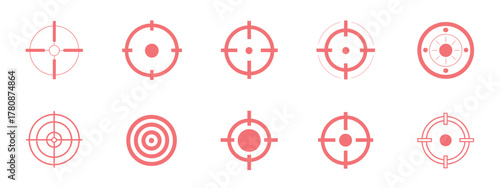 target icon set including bullseye, crosshairs, and aiming symbols, perfect for shooting, archery, navigation, and precision-focused design projects
