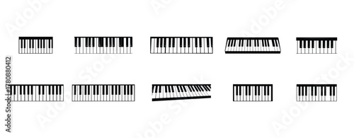 Icon Set Piano Keyboard Silhouette