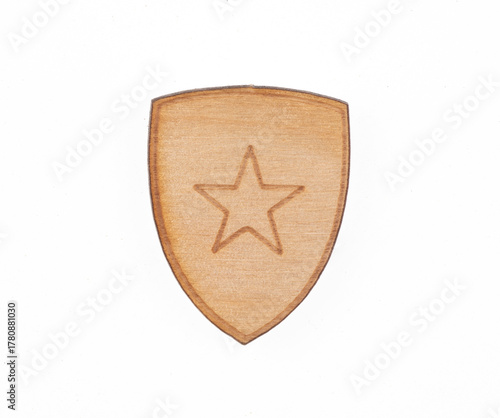 Wooden Soviet star isolated on white background