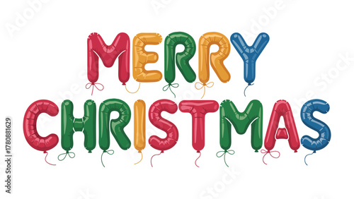 Festive Greetings: A vibrant display of Merry Christmas spelled out with colorful balloons, heralding the joyous spirit of the season.