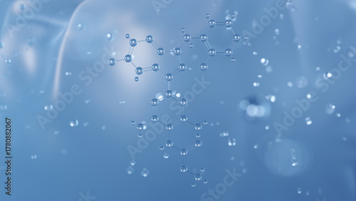 Fototapeta Naklejka Na Ścianę i Meble -  vericiguat molecular structure, 3d model molecule, soluble guanylate cyclase stimulator structural chemical formula view from a microscope