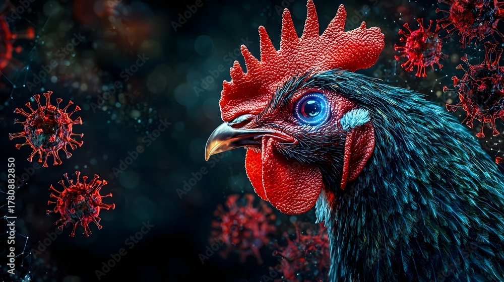 Fototapeta premium Vibrant Close up Portrait of a Rooster