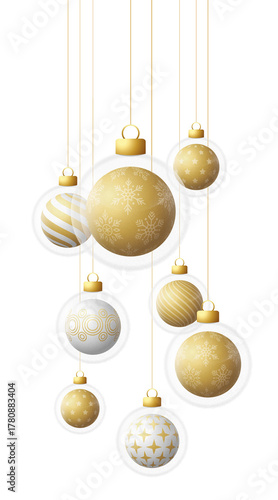 christmas golden glass hanging ball