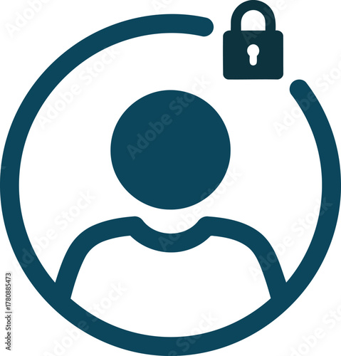 User Profile Privacy Security Concept with Person and Padlock Icon