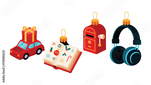 Christmas ornaments: Festive holiday ornaments, adding a touch of whimsy and joy to the season, represent various delightful shapes.