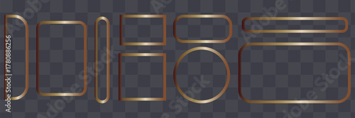 Collection of glowing light frames in various geometric shapes with soft orange illumination on transparent background. Ideal for digital UI elements, HUD design, or sci-fi interfaces.