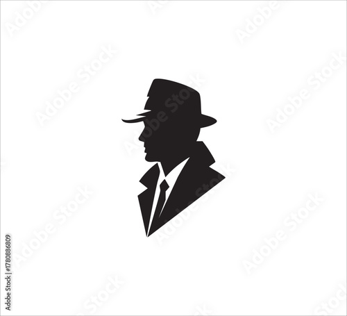 Detective Black Simple Silhouette Logo Design
