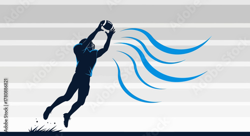 American Football Player Catching Ball Sports Action Power