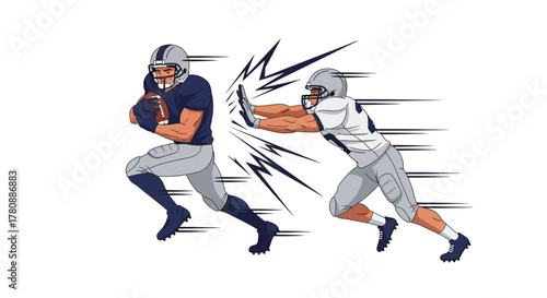 American Football Player Tackled During Game Illustration
