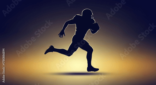 Football Player Silhouette Running with Ball for Sports Design