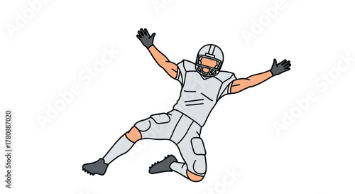 Excited Football Player Illustration Touchdown Celebration