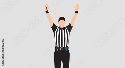 Football Referee Signal Touchdown Celebration Vector Illustration