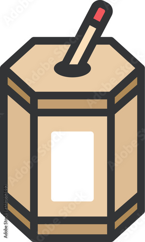 おみくじのアイコン（線画カラー）のイラスト