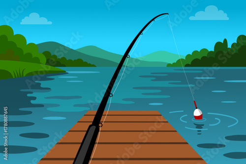 Relaxing Fishing Scene on a Dock