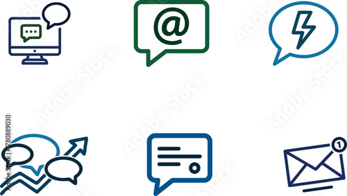 Communication technology icons illustration representing messaging email and online interaction