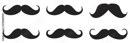 Mustache vector icons. hipster fashion facial hair silhouettes collection vintage barber style whiskers shapes and creative design
