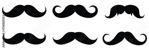 Mustache icon vector set hipster style collection of different vintage facial hair shapes barber logo design and grooming illustration