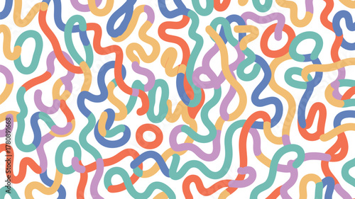 Abstract colorful squiggly lines seamless pattern design element