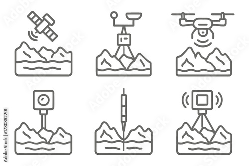 Glacier Monitoring Icons. Solid style icons of cold shock proteins: protein snowflake glyph, cryo-molecule icon, cell activation