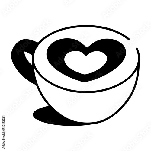 A sketchy style icon representing heart cappuccino