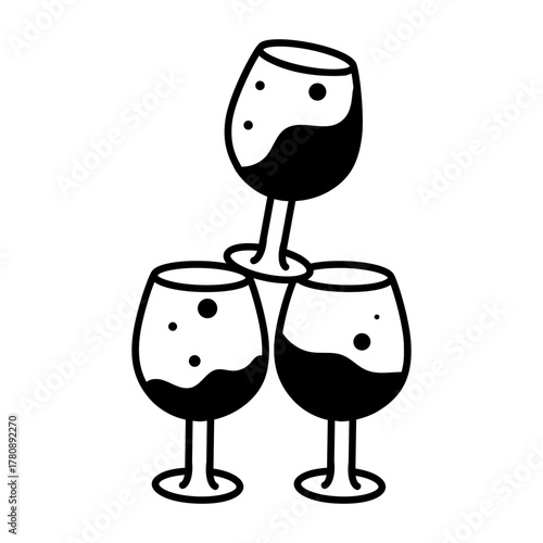 Hand drawn style icon showing stacked glasses