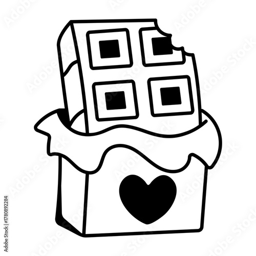 A doodle style icon showing chocolate bar