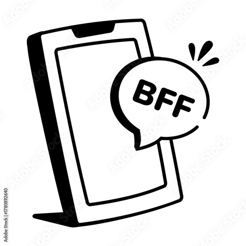Hand drawn style icon showing bff message