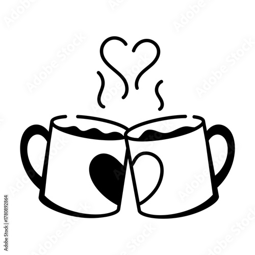 A doodle style icon showing a couple cup