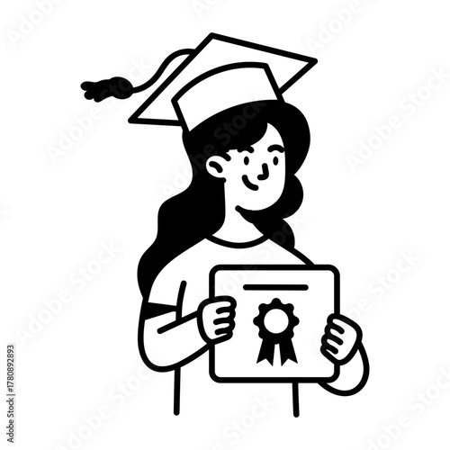 A drawing style icon showing a degree