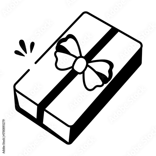 A hand drawn style icon showing a holiday gift