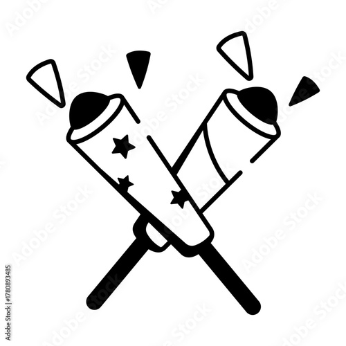 A drawing style icon showing sparklers
