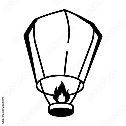 A drawing style icon showing a sky lantern