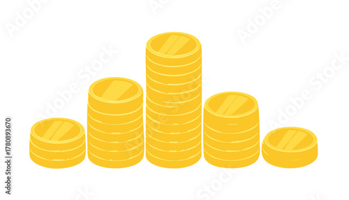 Gold coin stacks reflecting economic stability savings and investment for business illustration use.